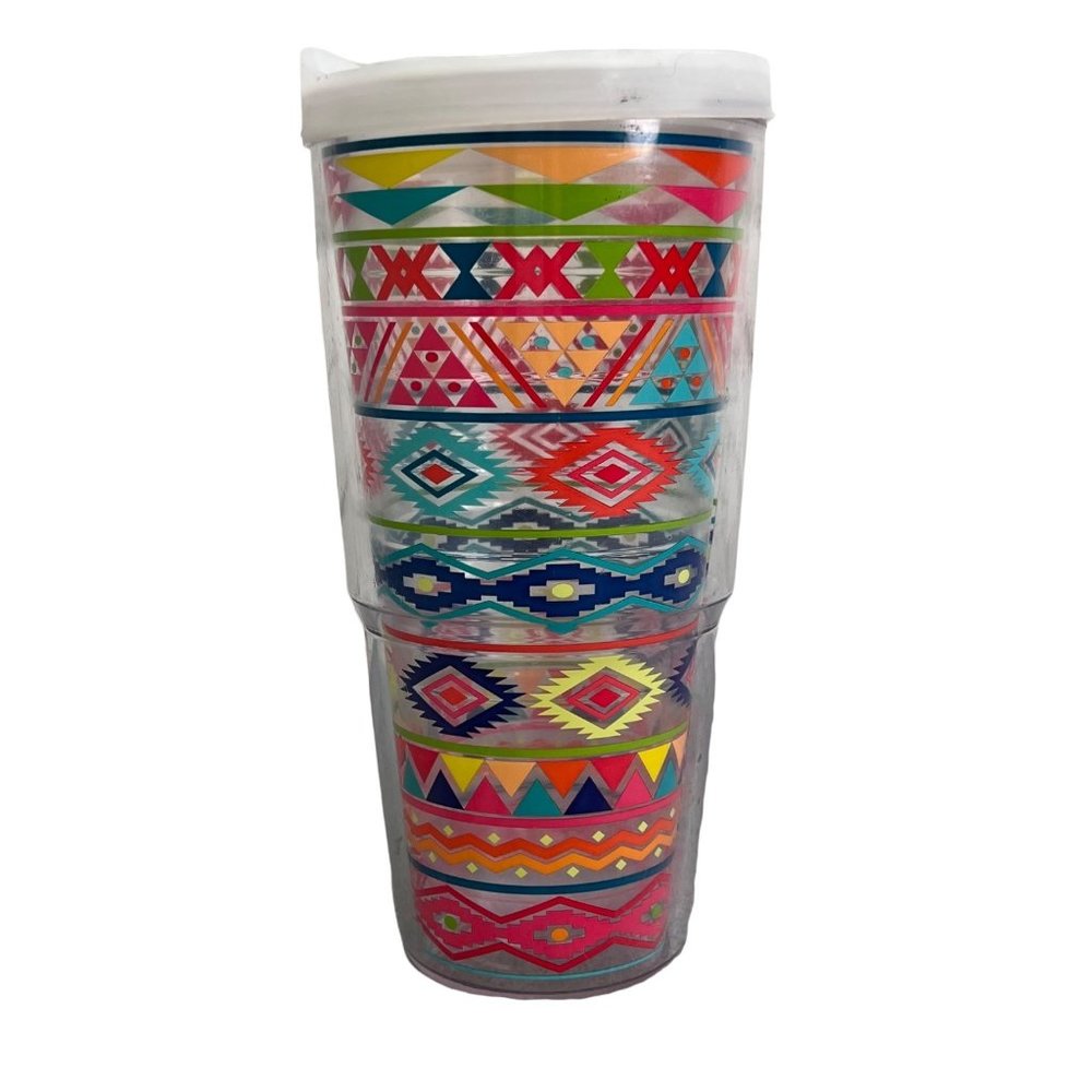 Tervis Tumbler Double Walled Travel Mug Aztec Print 24 oz Insulated